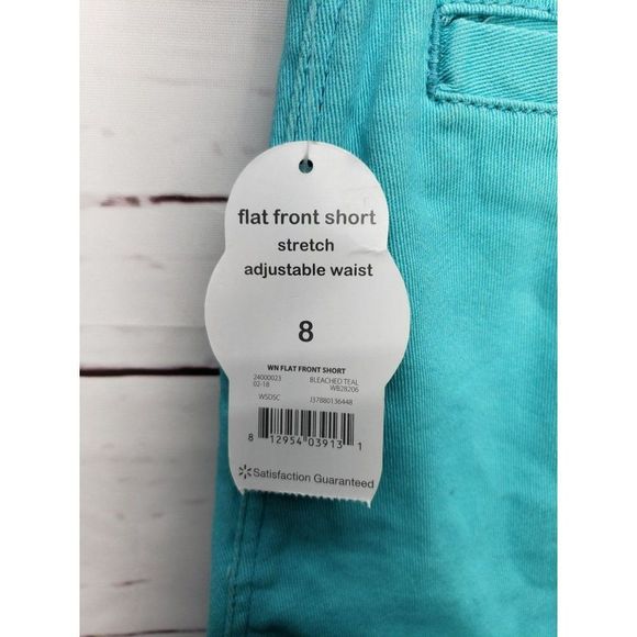 Wonder Nation Bleached Teal Size 8 Bermuda Adjustable Waist Shorts - Picture 2 of 6